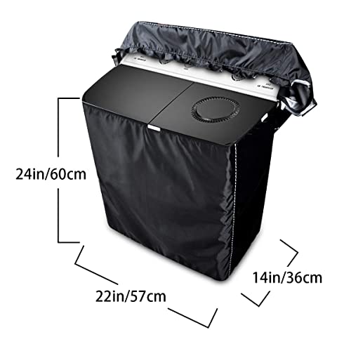 Twin Tub Portable Mini Washing Machine Cover,Twin Tub Washer Cover(Black,23''x14''x24'')