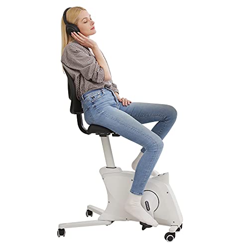 FLEXISPOT Desk Chair Fitness Chair Adjustable Exercise Workstation Cycle Desk Bike for Home and Office, White F1