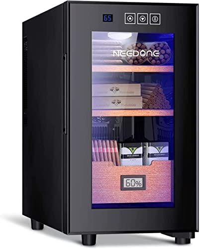 NEEDONE Electric Cooler Humidor, 23L 150 Counts Capacity, with Spanish Cedar Wood helves & Drawer Electronic Humidor Gift for Men