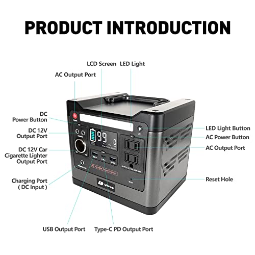 LytinRoop Portable Power Station 320W ,298Wh LiFePO4 Battery Solar Generator,With 2 110V AC Outlets,USB /Type C /PD 60W Ports, Solar Power Generator for Home Emergency/Outdoors Camping