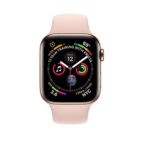Apple Watch Series 4 (GPS + Cellular, 44MM) - Gold Stainless Steel Case with Pink Sand Sport Band (Renewed) - AOP3 EVERY THING TECH 