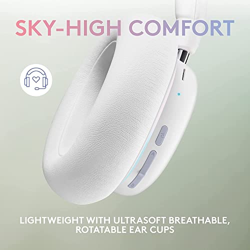 Logitech G735 Wireless Gaming Headset, Customizable LIGHTSYNC RGB Lighting, Lightspeed, Bluetooth, 3.5 MM Aux Compatible with PC, Mobile Devices, Detachable Mic - White Mist