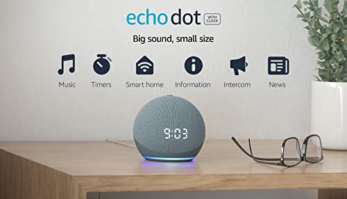 Echo Dot (4th Gen) | Smart speaker with clock and Alexa | Twilight Blue