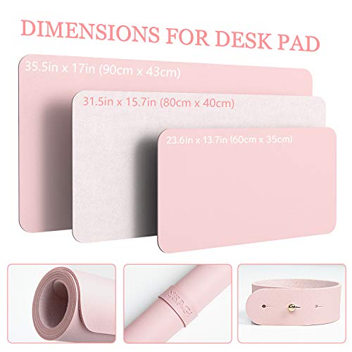 Writing Desk Pad Protector, YSAGi Anti-Slip Thin Mousepad for Computers,Office Desk Accessories Laptop Waterproof Desk Protector for Office Decor and Home (Pink, 35.4" x 17")