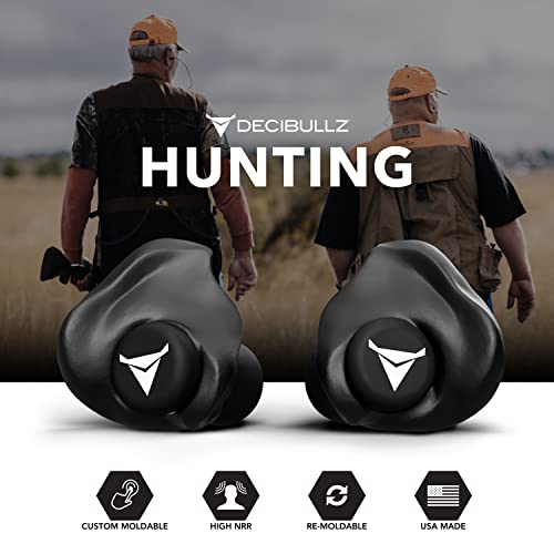 Decibullz - Custom Molded Earplugs, 31dB Highest NRR, Comfortable Hearing Protection for Shooting, Travel, Swimming, Work and Concerts (Black)