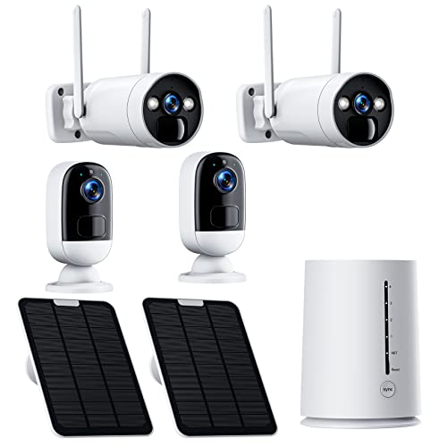 【3MP + PIR Motion Detection】Wireless Solar Security Camera System Outdoor, Wire-Free Home Security Camera with Floodlight & Siren, Color Night Vision, 2-Way Audio, Cloud/SD Storage