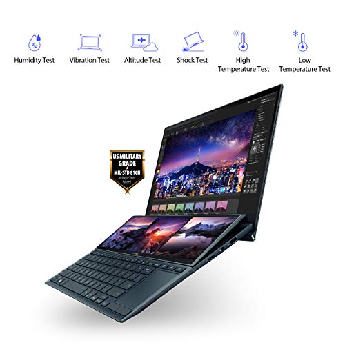 ASUS ZenBook Duo 14 UX482 14” FHD NanoEdge Touch Display, Intel Evo Platform, Core i7-1165G7, 8GB RAM, 512GB PCIe SSD, Innovative ScreenPad Plus, Windows 10 Home, Celestial Blue, UX482EA-DS71T