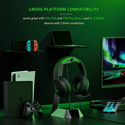 BINNUNE Gaming Headset with Mic for Xbox Series X|S Xbox One PS4 PS5 PC Switch, Wired Stereo Gamer Headphones with Microphone Xbox 1 Playstation 4|5