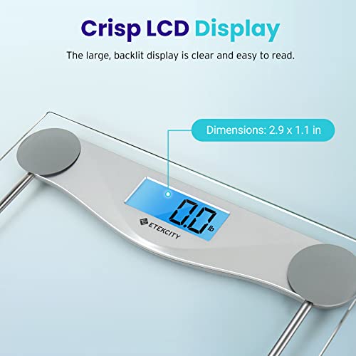 Etekcity Digital Body Weight Bathroom Scale, Large Blue LCD Backlight Display, High Precision Measurements,6mm Tempered Glass, 400 Pounds