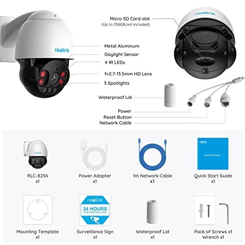 Reolink 4K PoE Outdoor Security Camera RLC-812A Bundle with RLC-823A(5X Optical Zoom, Auto Tracking), Color Night Vision, Smart Human/Vehicle Detection, Two Way Talk, Timelapse, Work with Smart Home