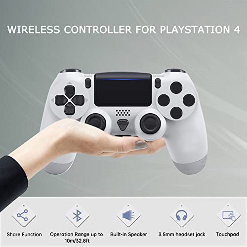 Euiyi PS-4 Wireless Controller,Game Gamepad Joystick Compatible with Playstation 4/Slim/Pro Console Built-in Speaker&Dual Vibration Motors (White)