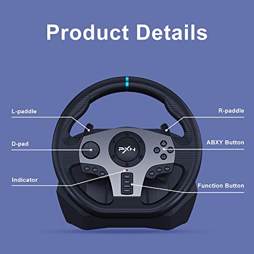 PC Steering Wheel, PXN V9 Universal Usb Car Sim 270/900 Degree Race Steering Wheel with 3-Pedals and Shifter Bundle for Xbox One,Xbox Series X/S,PS4,PS3, Nintendo Switch