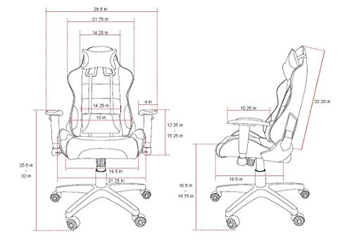 Arozzi - Verona V2 Ergonomic Computer Gaming/Office Chair with High Backrest, Recliner, Swivel, Tilt, Rocker, Adjustable Height and Adjustable Lumbar and Neck Support - Black