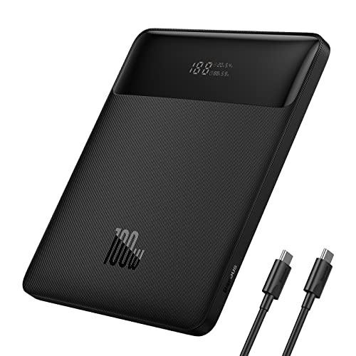 Laptop Power Bank, Baseus 100W USB C Portable Laptop Charger, Super Fast Charging 20000mAh Slim Battery Pack for Laptop, MacBook Air, Dell, IPad, HP, iPhone, Samsung Galaxy, Switch and More (Black)