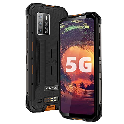 OUKITEL WP10 5G Rugged Smartphone, 2021 7nm 2GHz Dimensity CPU 8GB + 128GB 1Gbp/s Android 10 8000mAh Waterproof Unlocked Cell Phone, 6.67’’ 2400 * 1080 FHD+ 4K Record Global Quad Cameras Mobile Phone