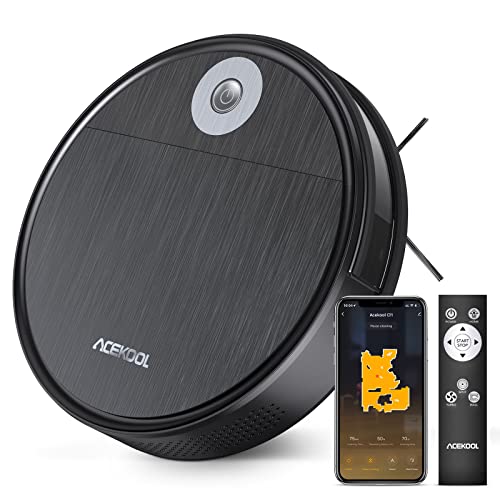 Robot Vacuum Cleaner, Acekool 2200Pa Strong Suction Super-Thin Automatic Quiet Robotic Vacuum Cleaner Self-Charging WiFi/Remote Control 120min Runtime for Pet Hair Hardwood Low Pile Carpet