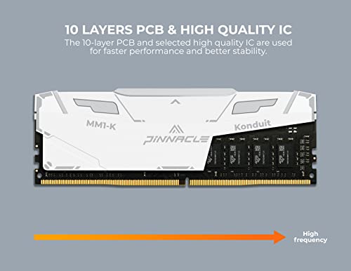 Timetec Pinnacle Konduit RGB 8GB DDR4 3200MHz PC4-25600 CL16-18-18-38 XMP2.0 Overclocking 1.35V Compatible for AMD and Intel Desktop Gaming PC Memory Module RAM - White