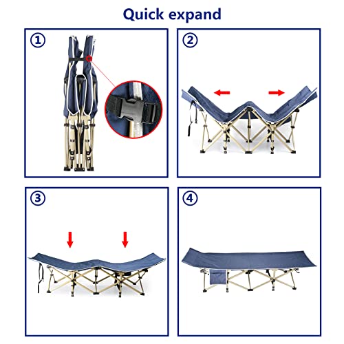 BAIDE PACK Large Sturdy Folding Outdoor Bed Camping Sleep Cot with Carry Bag for Adults Kids Support 550lbs for Travelling Gear Supplier, Office Nap, Beach Vocation and Home Lounging
