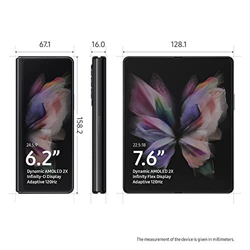 SAMSUNG Galaxy Z Fold 3 5GFactory Unlocked US Version Tablet 2-in-1 Foldable Dual Screen Under Display Camera 512GB Storage, Phantom Black (Renewed)