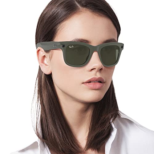 Ray-Ban unisex adult Ray-ban Stories|wayfarer Square Glasses Smart Glasses, Wayfarer - Shiny Olive/Transitions G-15 Green, 53 mm US