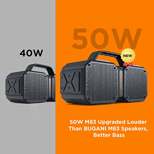 Bluetooth Speaker, BUGANI M83 Upgraded Wireless Waterproof Portable Speakers, Better Bass, Longer Battery Life, Mobile Power, Suitable for Outdoor Travel, Camping,Party