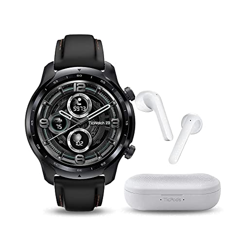 TicWatch Pro 3 GPS Qualcomm Snapdragon Wear 4100 Platform 1GB RAM Memory Wear OS by Google NFC payments IP68 Waterproof Sleep Tracking Smart Watch Plus TicPods 2 Wireless Earbuds