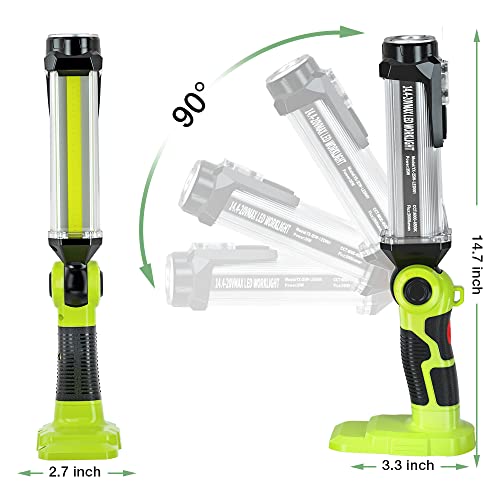 for Ryobi 18V Light Cordless Powered LED Spotlight YEX-BUR 25W 2000LM LED Work Light for Ryobi 18v ONE + Li-ion NiCd NiMh Batteries Portable Handheld Flashlight Floodlights Camping Light with Hook