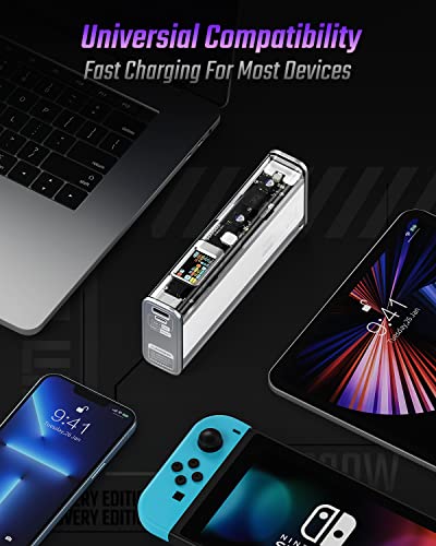 Shargeek Portable Charger, STORM2 Slim 130W 20000mAh Laptop Power Bank, See-Through Design Battery Pack with IPS Screen, 100W USB C & 30W USB Ports for MacBook Pro, iPad, iPhone 13, Dell XPS and More