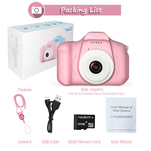 Digital Camera for Kids,hyleton 1080P FHD Kids Digital Video Camera Camcorder for 3-10 Years Girls Gift with 32GB SD Card & 2 Inch IPS Screen (Pink)