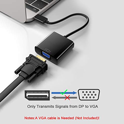 Display Port to VGA, EEEkit Gold-Plated DisplayPort to VGA Converter Adapter (Male to Female) for Computer, Desktop, Laptop, PC, Monitor, Projector, HDTV, HP, Lenovo, Dell, ASUS and More