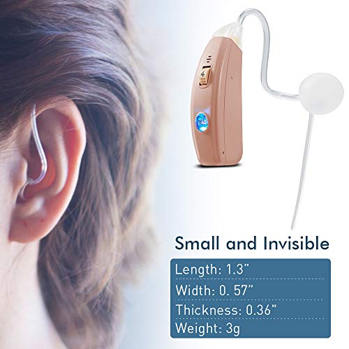 Rechargeable Hearing Aid for Seniors and Adults, Vivtone Pro20 Advanced Digital Hearing Amplifiers with Noise Canceling, BTE PSAP Hearing Devices with Charging Dock, Beige, Single