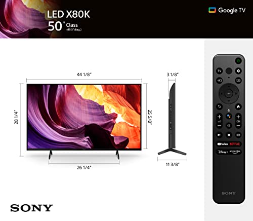 Sony 50 Inch 4K Ultra HD TV X80K Series: LED Smart Google TV with Dolby Vision HDR KD50X80K- 2022 Model
