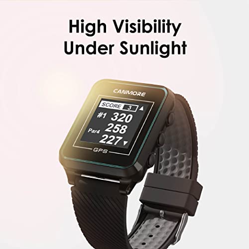 CANMORE TW356 Golf GPS Wearable Device for Men and Women, Free 40,000+ Preloaded Courses Update Worldwide, High Contrast LCD Display, Upgrade IC Chip, Lightweight Essential Accessory for Golfer, Black