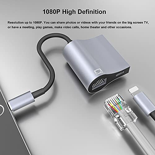 Lightning to Ethernet Adapter, [Apple MFi Certified] 2 in 1 RJ45 Ethernet LAN Network Adapter with Charge Port Compatible with iPhone/iPad/iPod, Plug and Play, Supports 100Mbps Ethernet Network