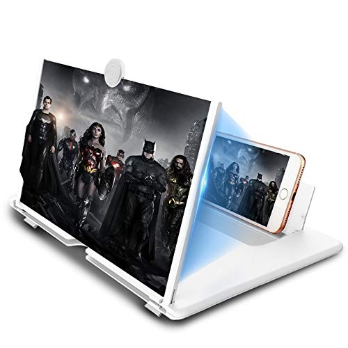 16 inch Screen Magnifier for Cell Phone 3D Magnifier Screen Enlarger for Movies,Videos,Reading,Gaming-Screen Amplifie with Foldable Phone Stand Holder. Compatible with All Smartphones-White