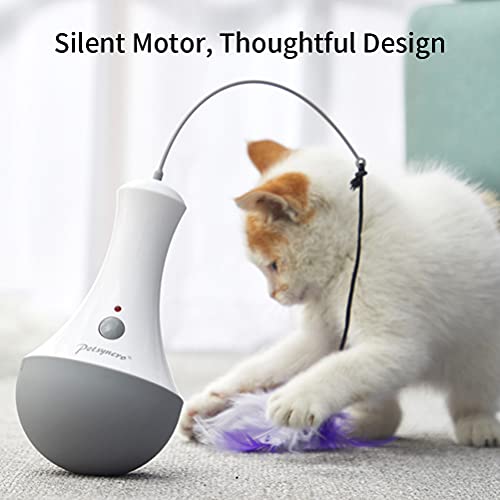Interactive Cat Toys for Indoor Cat Feather Toys,Automatic Pet Exercise Toys,Electronic Motion/Moving Tumbler Cat Toys for Play Cats/Kitten, Battery Powered, Cat Wobble Toy as Cat Gifts