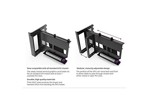 Cooler Master Universal Vertical Graphics Card Holder KIT VER.2 with 165mm/6.5in Riser Cable, for Full Tower / Standard ATX Chassis with at Least 7 Available PCI Slots