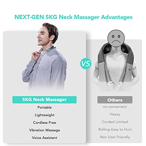 SKG Neck Massager with Heat, Cordless Deep Tissue Vibration Infrared Neck Massager for Pain Relief, G7 PRO Portable Electric Cervical Massager 9D Neck Relaxer Women Men Gift