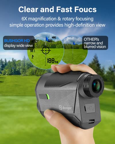 Range Finder Golfing Rangefinder with Slope - Laser Range Finder for Golf & Hunting, USB C Rechagreable, 6X Magnification, Clear&Accurate Measurement, Magnetic Range Finder & Flaglock Vibration Alert