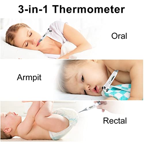 Digital Thermometer, Accurate Oral Underarm Rectal Temperature Thermometer, Flexible Tip & Waterproof（White）