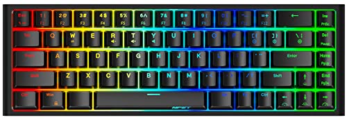 NPET K62 60% Gaming Keyboard, RGB Backlit Ultra-Compact Gaming Keyboard, Mini Wired Computer Membrane Keyboard for Windows PC Gamers(68 Keys, Black)