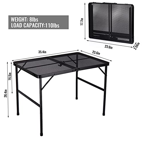 Rula Portable Folding Camping Table, Lightweight Outdoor Tables, Foldable Grill Table for Camp, Picnic, Beach, BBQ, Party (Full Net Top)