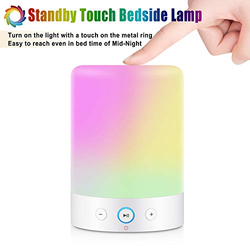 MRCOOL Night Light Bluetooth Speaker Bedside Lamp, Dimmable Multi-Color Changing Bedside Lamp, MP3 Player, Gifts for Men Women Teens Children Kids