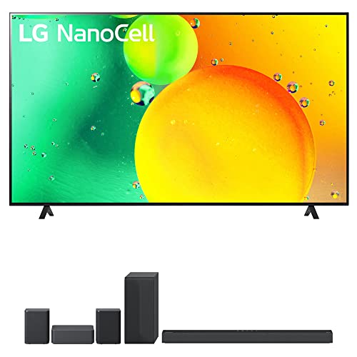 LG 65NANO75UQA 65 Inch HDR 4K UHD Smart NanoCell LED TV (2022) Bundle with LG S65Q 3.1 Ch High Res Audio Sound Bar and 2.0 Ch Sound Bar Wireless Rear Speaker Kit