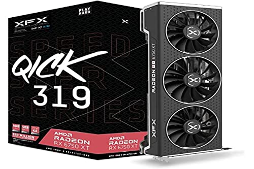 XFX Speedster MERC319 Radeon RX 6750XT Black Gaming Graphics Card with 12GB GDDR6 HDMI 3xDP, AMD RDNA 2 RX-675XYTBDP