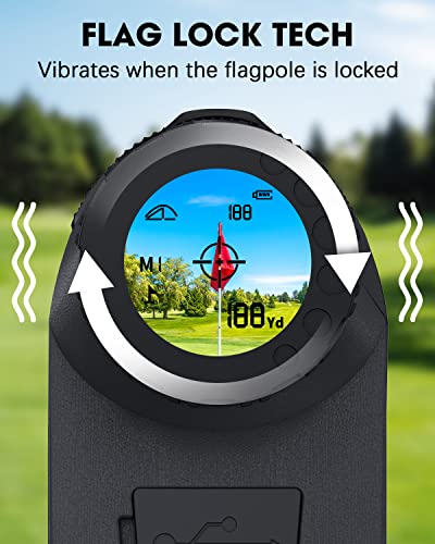 Range Finder Golfing Rangefinder with Slope - Laser Range Finder for Golf & Hunting, USB C Rechagreable, 6X Magnification, Clear&Accurate Measurement, Magnetic Range Finder & Flaglock Vibration Alert