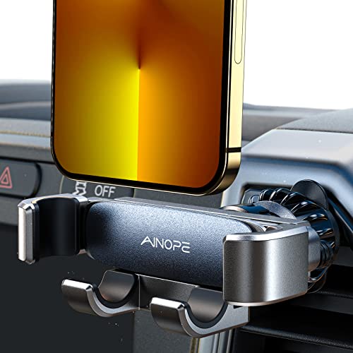 AINOPE Car Phone Holder Mount 2022 Upgraded Gravity Car Phone Mount with Newest Air Vent Clip Auto Lock Hands Free Cell Phone Holder Mount for Car Compatible for iPhone 13 Pro Max & All Phones Black