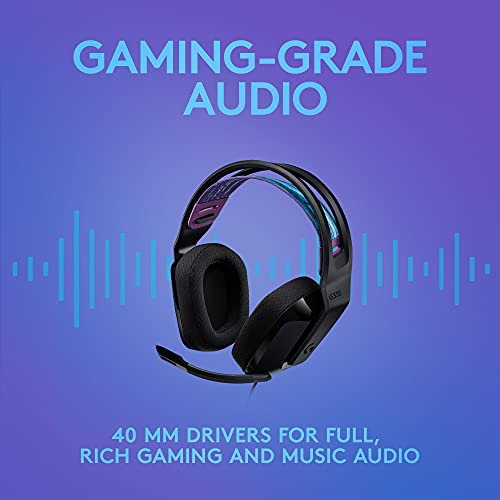 Logitech G335 Wired Gaming Headset, with Flip to Mute Microphone, 3.5mm Audio Jack, Memory Foam Earpads, Lightweight, Compatible with PC, Playstation, Xbox, Nintendo Switch – Black