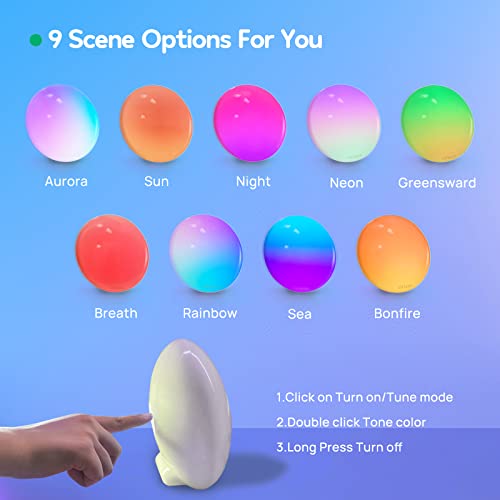 Smart Table Lamp, Winees Bedside Lamp Compatible with Alexa Google Home, WiFi APP Control Night Light, RGB Color Changing Dimmable LED Nightstand Smart Lights for Bedrooms and Living Room