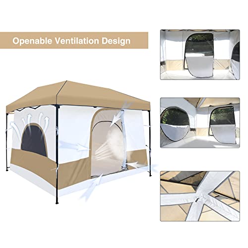 REDCAMP Camping Cube Tent Converts 10' x 10' Pop Up Canopy, Square Tent with Full Floor (Canopy/SHELTER NOT Included)